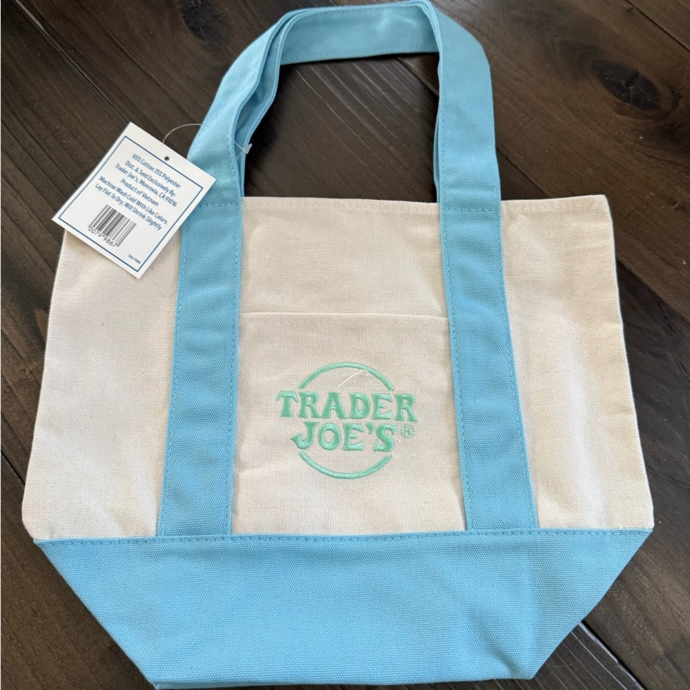 Trader Joe’s Mini Pastel Baby Blue Canvas Tote Bag